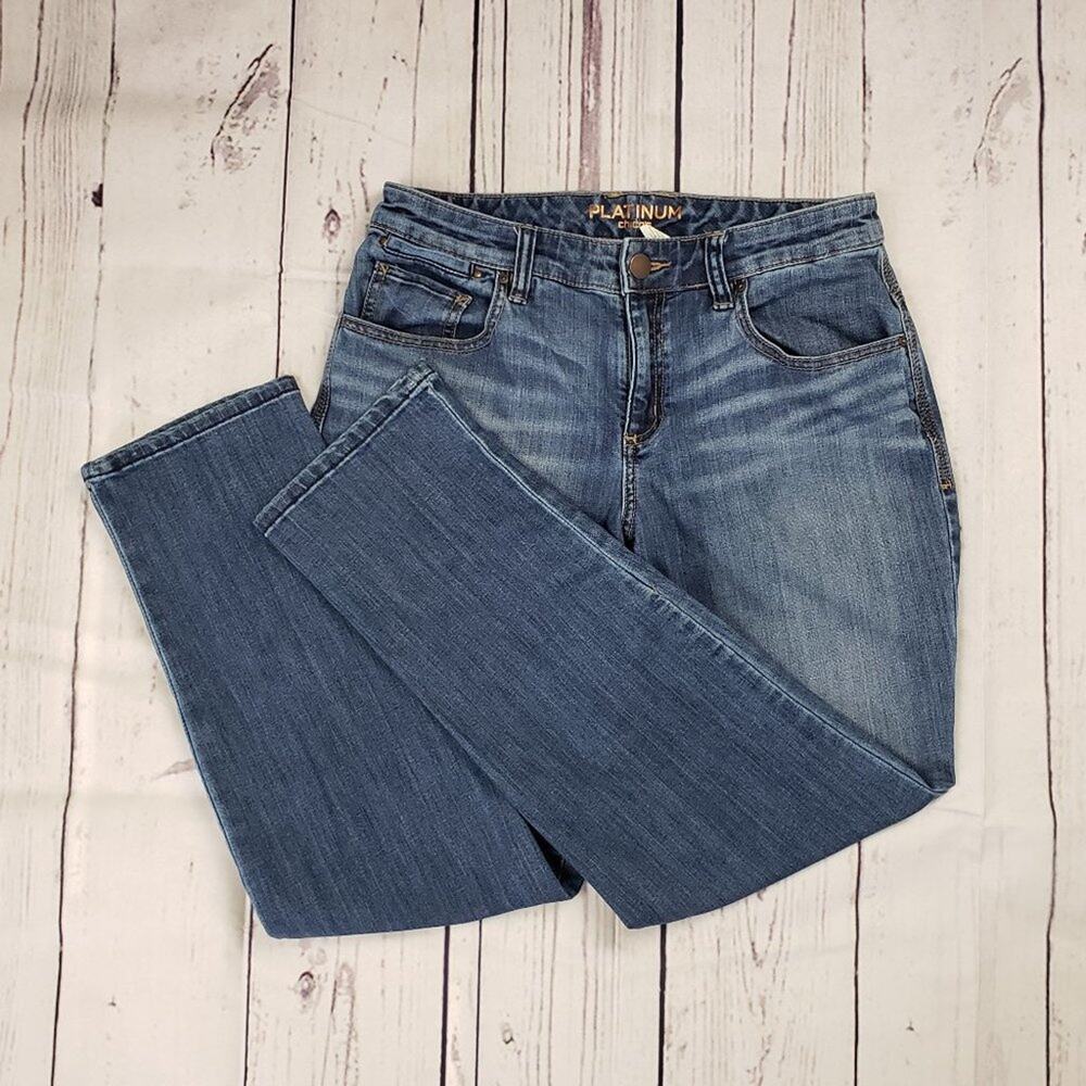 Platinum by Chicos Light Wash Blue Denim Skinny Jeans Women's Size 0/4/Small
